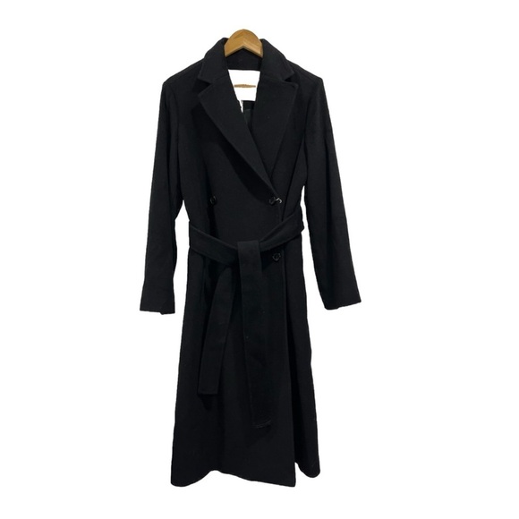 JUCCA trench coat black size 10 wool belted double breasted fall winter NWT New - Picture 3 of 15